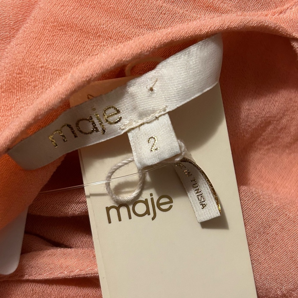 ‼️SOLD‼️ MAJE NWT Peachy Pink Sleeveless Folie Smocked Waist Mini Dress 2 - Picture 11 of 16